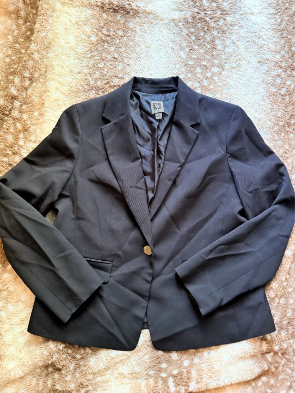 Size M Anne Klein Black Gold Button Tailored Blazer - Picture 5 of 5
